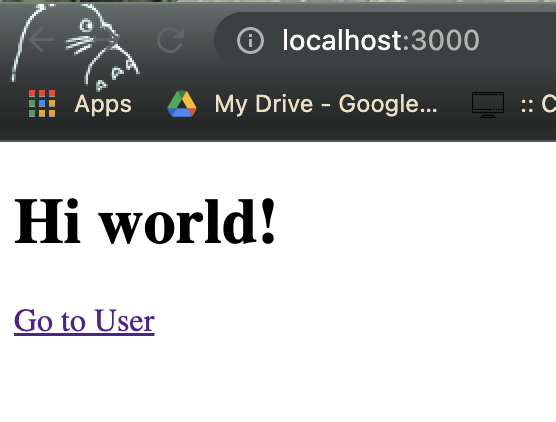 homepage with user link