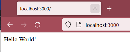 Screenshot of Hello World in browser